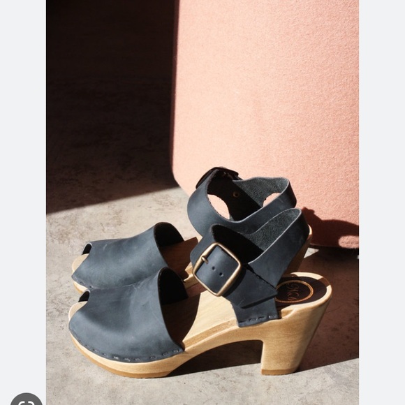 No. 6 Shoes - No.6 Jane clog with peep toe high hill marine